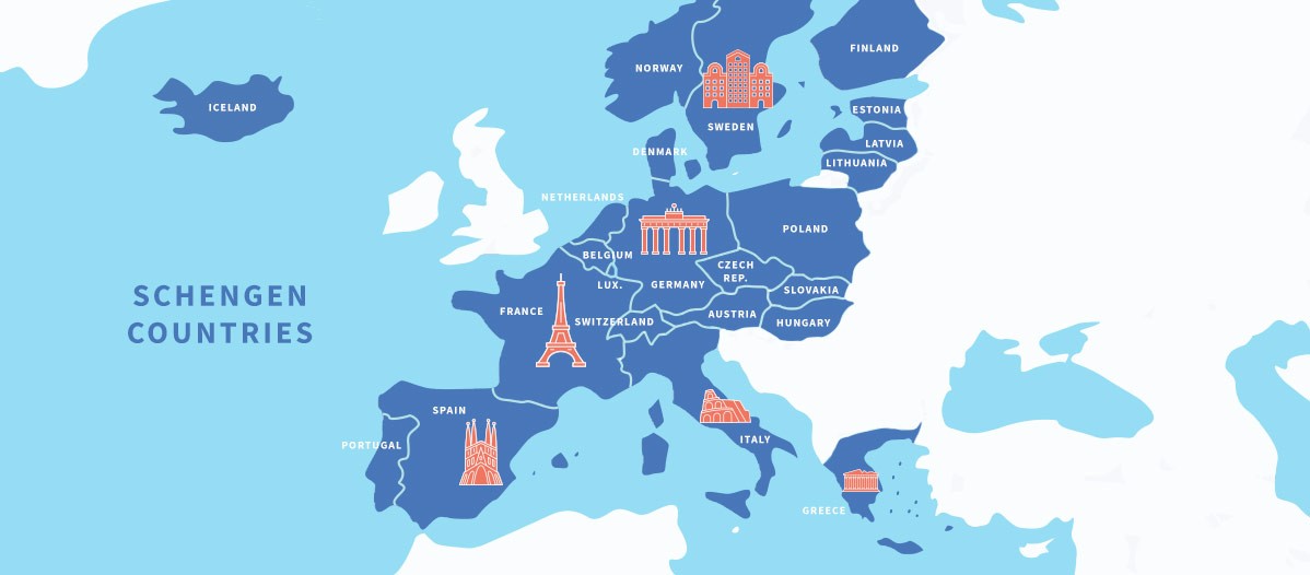 Schengen Countries and map